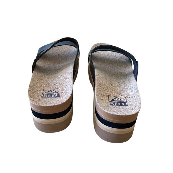 REEF CUSHION VISTA HIGHER BLACK/BEIGE SUPPORT SLIDES 10 - Picture 7 of 9